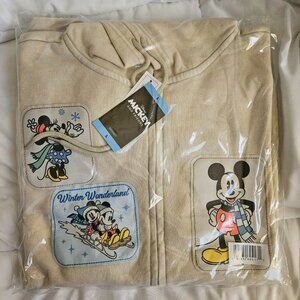 🆕 SIZE L DISNEY HOODIE Mickey Mouse & Friends full zip w/ patches